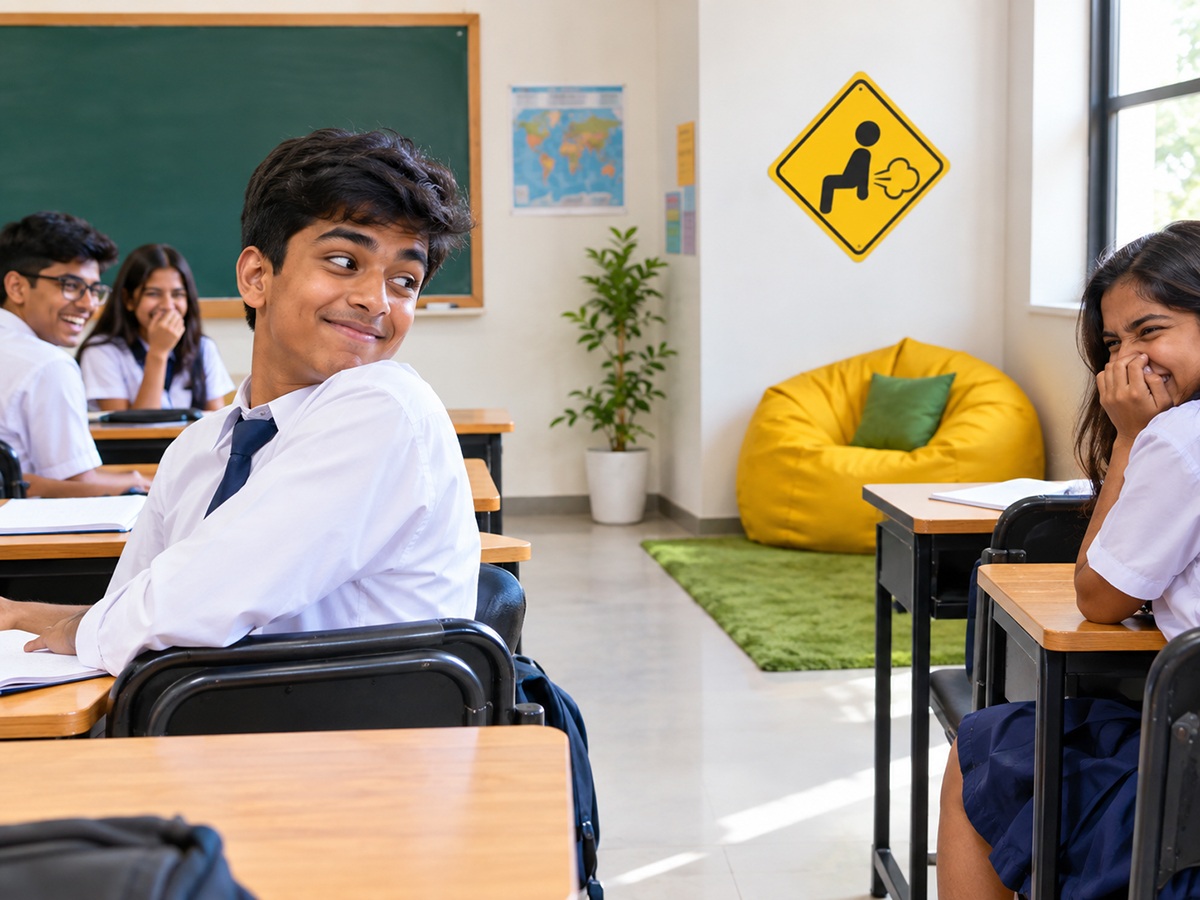 ক্লাসরুমে ‘Fart Corner’! গ্যাস ছাড়তে আর অনুমতি নিতে হবে না পড়ুয়াদের ক্লাসরুমে ‘Fart Corner’! গ্যাস ছাড়তে আর অনুমতি নিতে হবে না পড়ুয়াদের