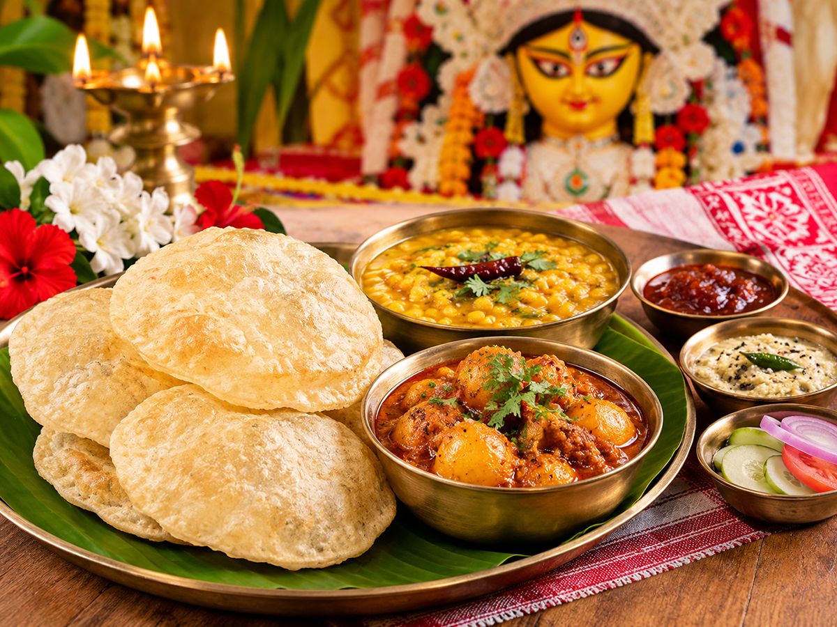 মহাষ্টমীর দুপুরে লুচির সঙ্গে জমজমাট নিরামিষ আলুর দম, ছোলার ডাল থেকে চাটনি! মহাষ্টমীর দুপুরে লুচির সঙ্গে জমজমাট নিরামিষ আলুর দম, ছোলার ডাল থেকে চাটনি!